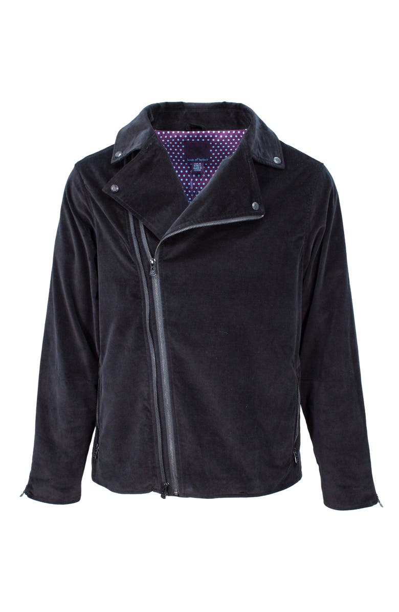 Lords of Harlech Rocky Velvet Biker Jacket, Alternate, color, Velvet Black