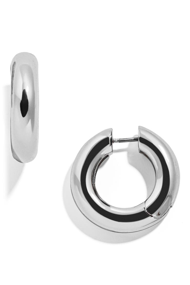 Dalilah Small Tube Huggie Hoops, Main, color, SILVER