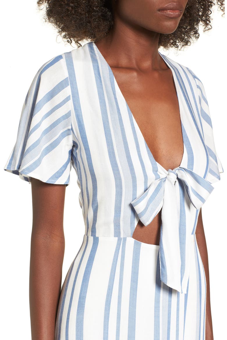 Bow Front Marina Maxi Dress, Alternate, color, WHITE/ BLUE