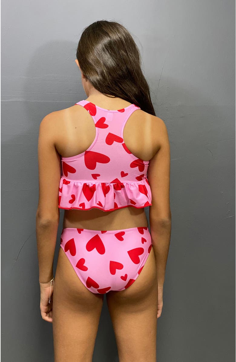 NESSI BYRD Sweetheart Print Peplum Two-Piece Bikini, Little Kid-Big Kid, Alternate, color, Pink