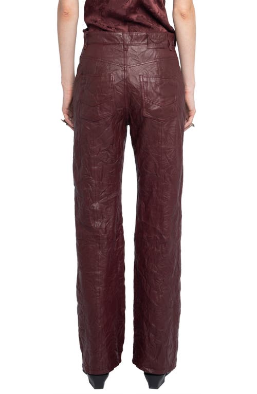 Zadig & Voltaire Evy Crushed Lambskin Leather Pants In Burgundy