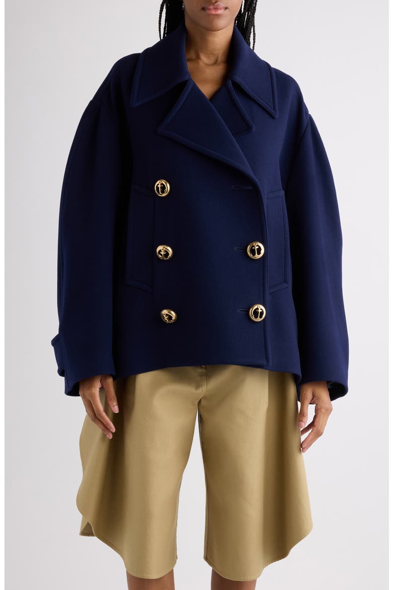 Brushed Wool Peacoat, Main, color, GOLD/ NAVY
