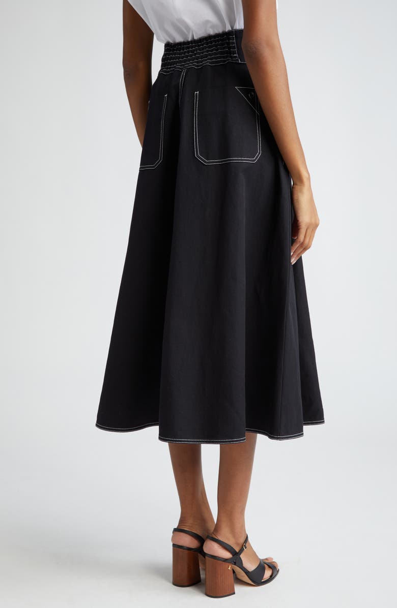 Max Mara Cotton & Linen Canvas Midi Skirt, Alternate, color,