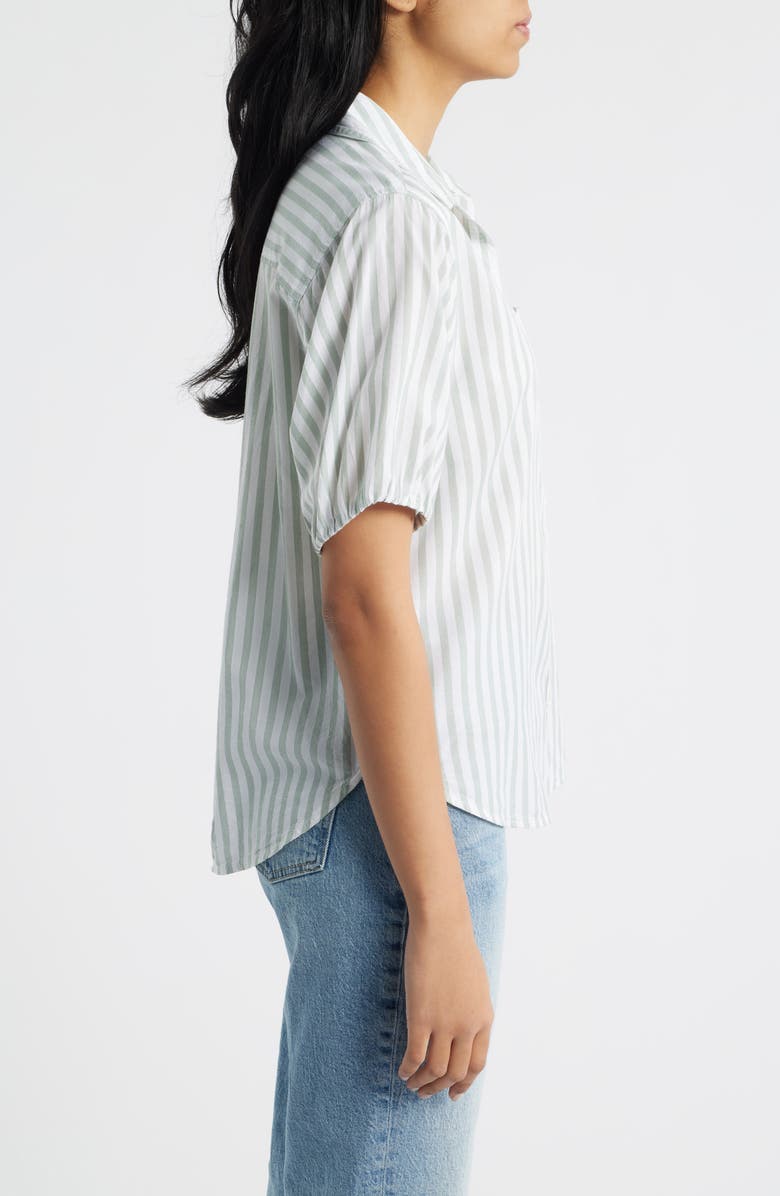 beachlunchlounge Corey Stripe Short Sleeve Cotton Blend Button-Up Shirt, Alternate, color, 