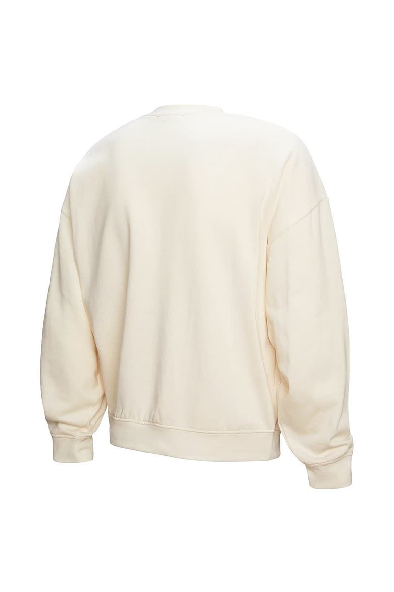 Women's Mitchell & Ness Cream Philadelphia 76ers Oversprayed Pullover Sweatshirt, Alternate, color, Cream