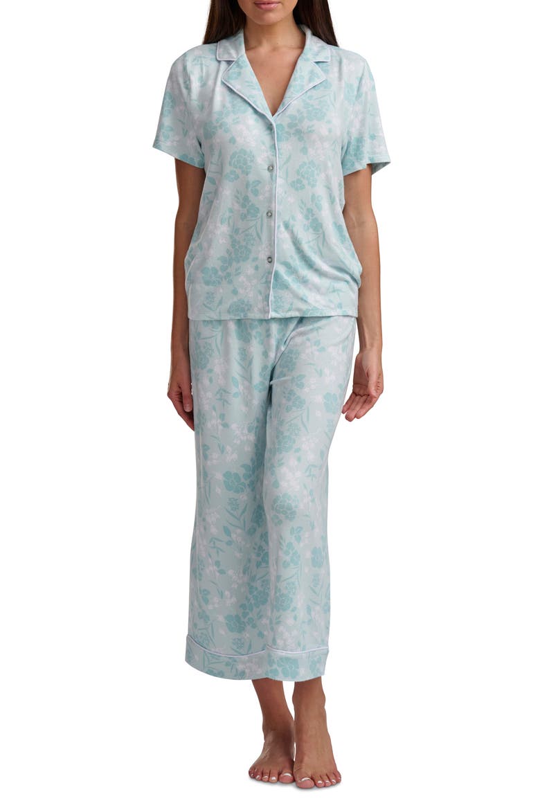 Notch Collar Crop Pajamas, Main, color, SHADOW FLORAL