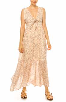 Tie Front Ditsy Floral Maxi Dress