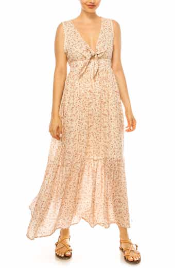 Tie Front Ditsy Floral Maxi Dress