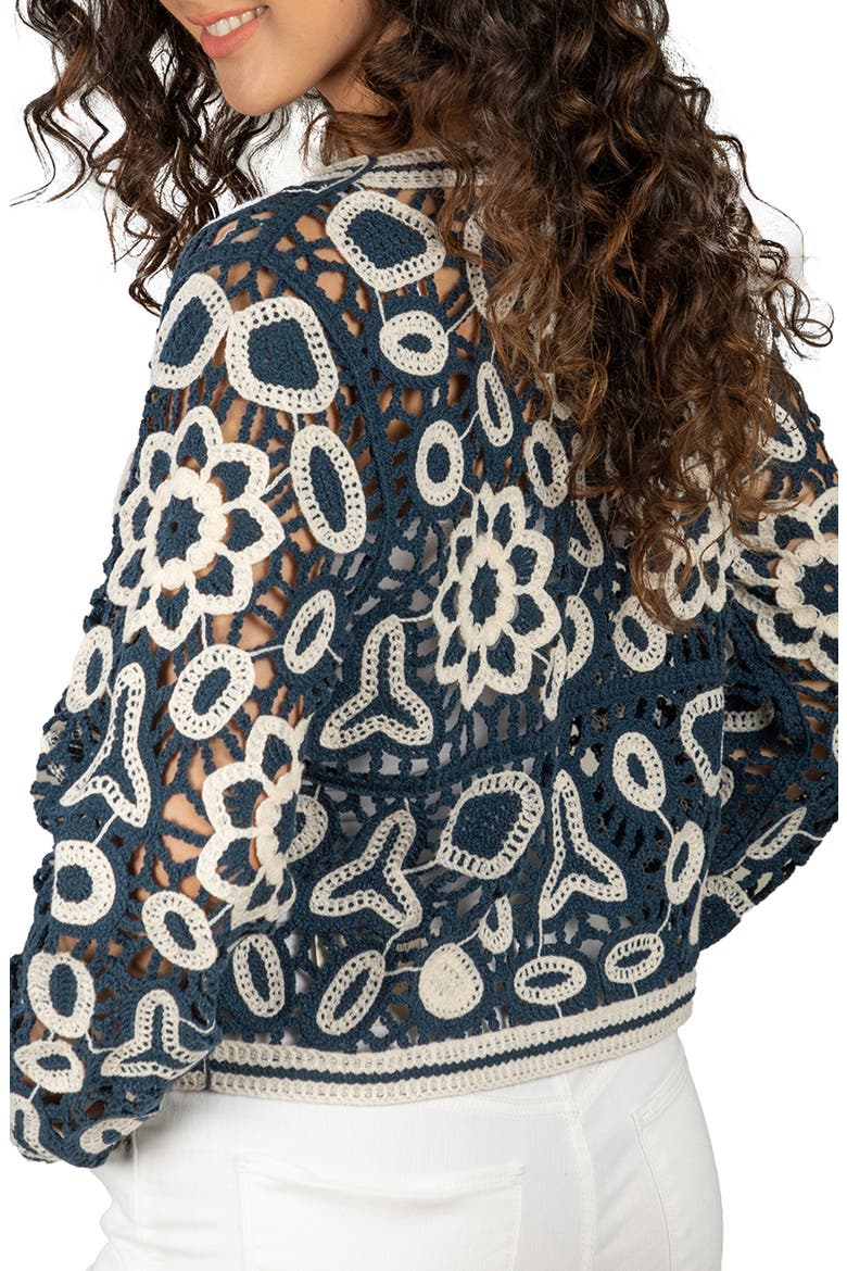 Floral Crocheted Bolero Cardigan, Alternate, color, BLUE