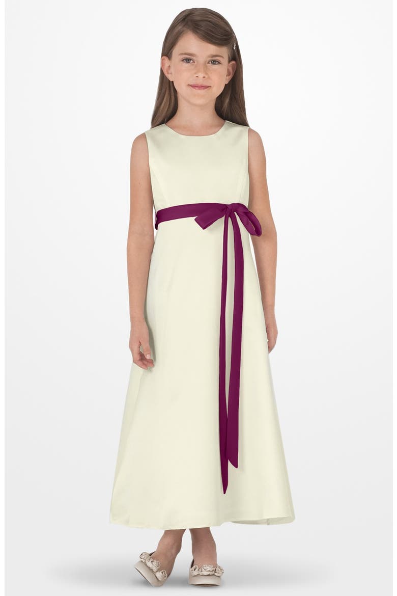 Sleeveless Satin Dress, Main, color, Ivory/ burgundy