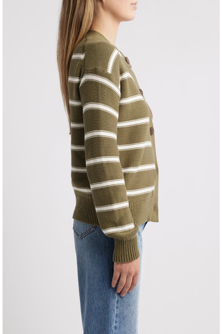 Stripe Pima Cotton Cardigan, Alternate, color, OLIVE- IVORY RENEE STRIPE