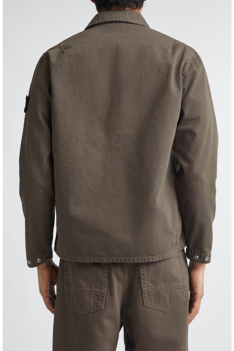 Compass Logo Patch Denim Snap-Up Overshirt, Alternate, color, UMBER