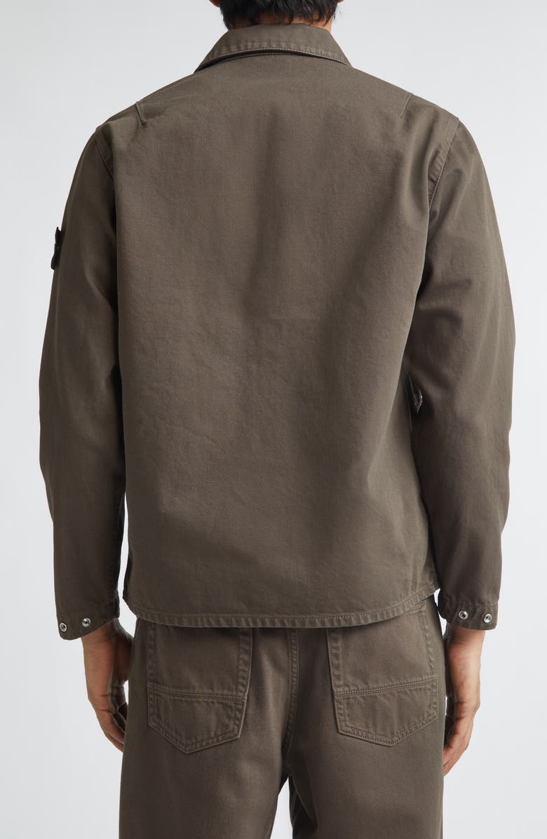 Stone Island Compass Logo Patch Denim Snap-Up Overshirt, Alternate, color, Umber