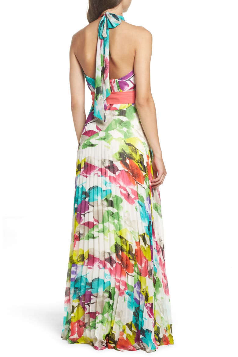 Print Chiffon Halter Maxi Dress, Alternate, color, PRINT
