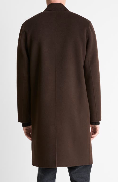 Vince Splittable Single Breasted Wool Blend Topcoat In Brown