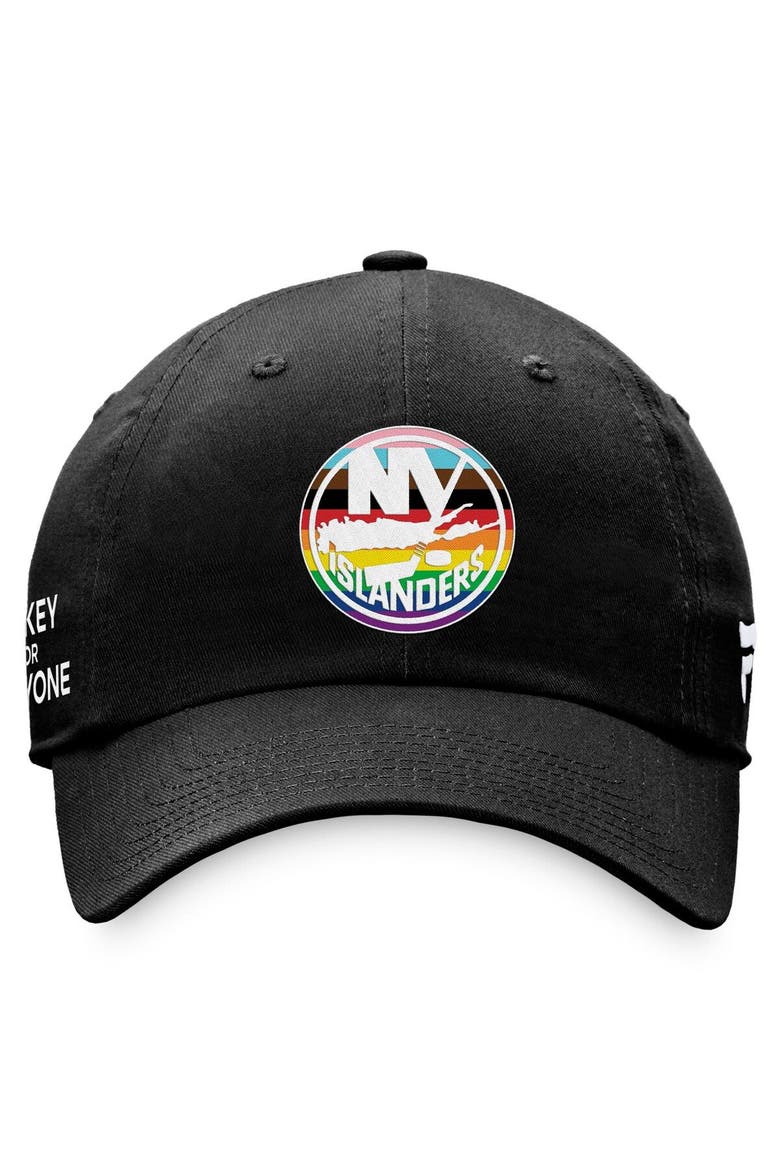 Men's Fanatics Branded Black New York Islanders Team Logo Pride Adjustable Hat, Alternate, color, Black