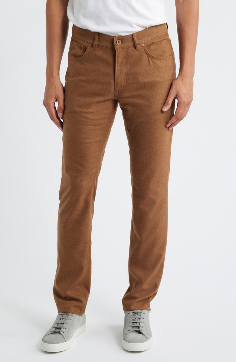 Brax Chuck Modern Fit Ceramica Flannel Five-Pocket Pants, Main, color, Toffee
