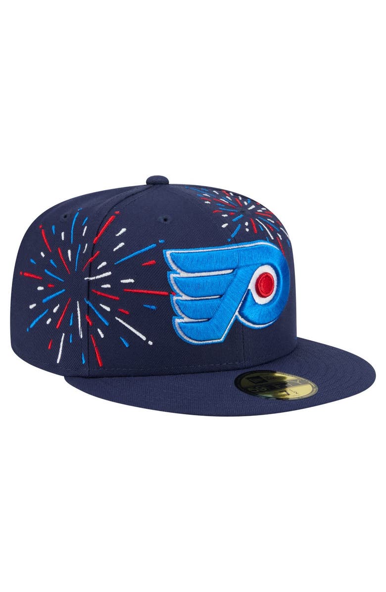 New Era Men's New Era Navy Philadelphia Flyers Americana Fireworks 59FIFTY Fitted Hat, Alternate, color, Navy
