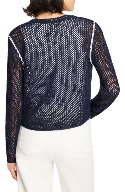 Nic + Zoe Nic+zoe Mesh Tie Cardigan In Blue