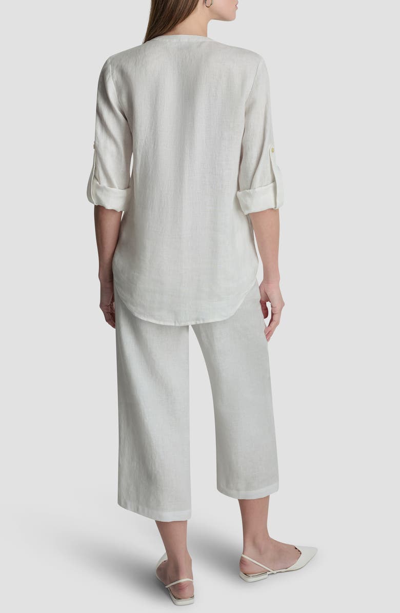 DKNY Linen Button-Up Shirt, Alternate, color, White