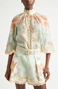 Zimmermann Daylight Floral Ramie Button-Up Top