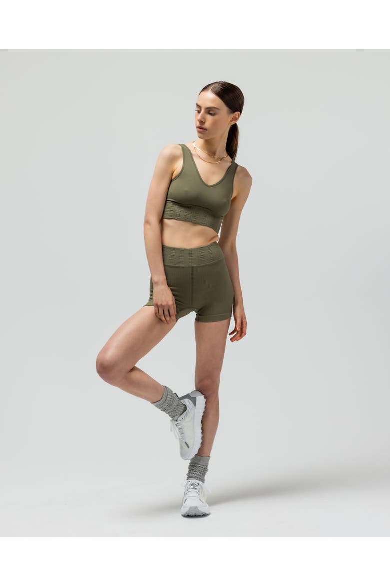 The V-Neck Sports Bra, Alternate, color, OLIVE