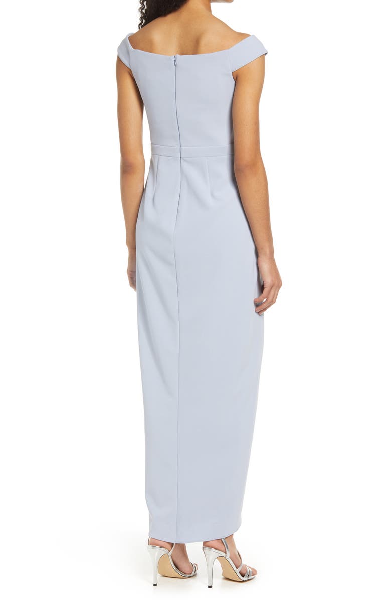 Xscape Evenings Xscape Off the Shoulder Wrap Front Scuba Crepe Gown, Alternate, color, 