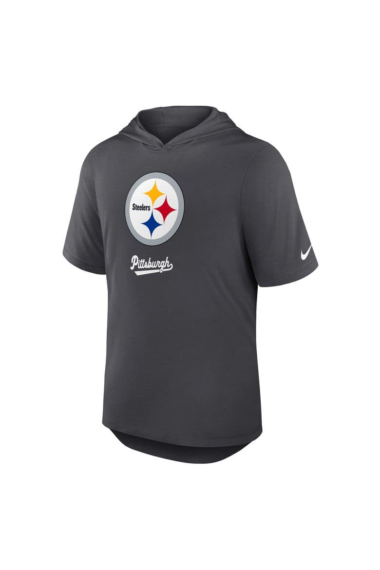 Men's Nike Anthracite Pittsburgh Steelers Tri-Blend Performance Hoodie T-Shirt, Alternate, color, Anthracite
