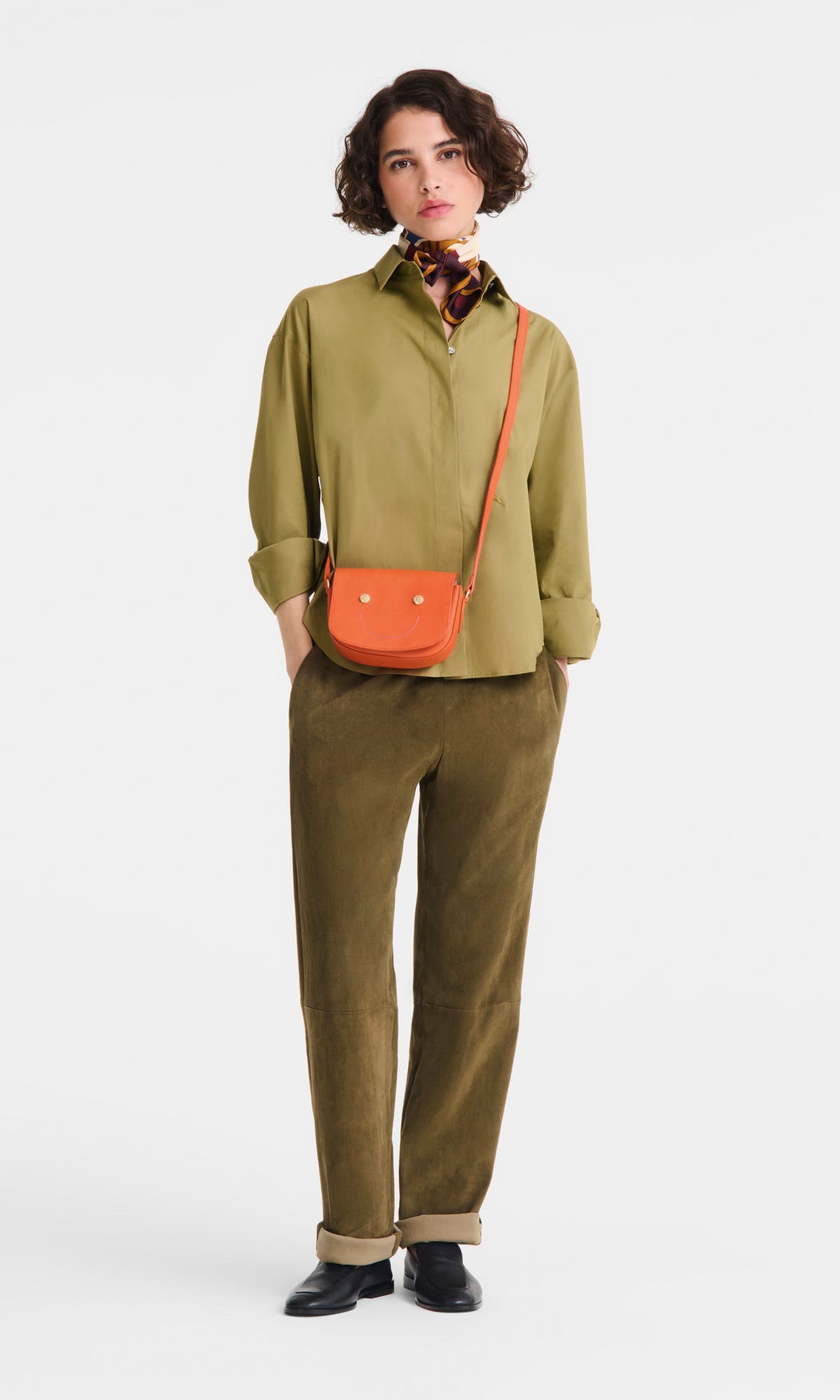 Les Champs Leather Crossbody Bag, Alternate, color, ORANGE