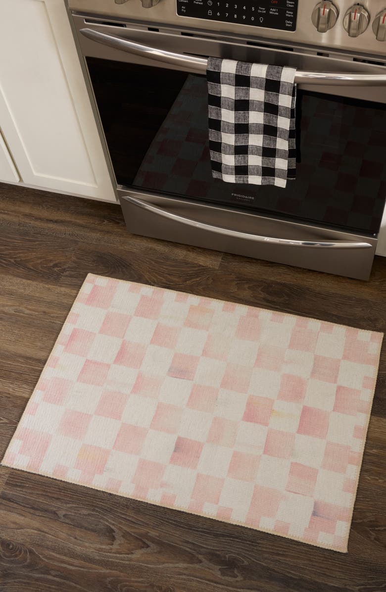 MACKENZIE CHILDS Rosy Checkerboard Machine Washable Rug, Alternate, color, Rosy