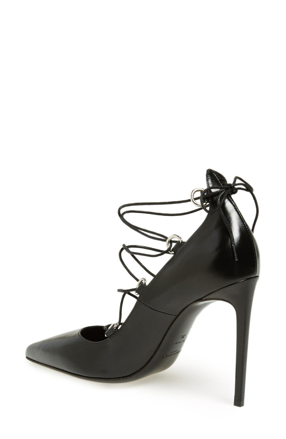 'Paris' Lace-Up Pump, Alternate, color, BLACK LEATHER