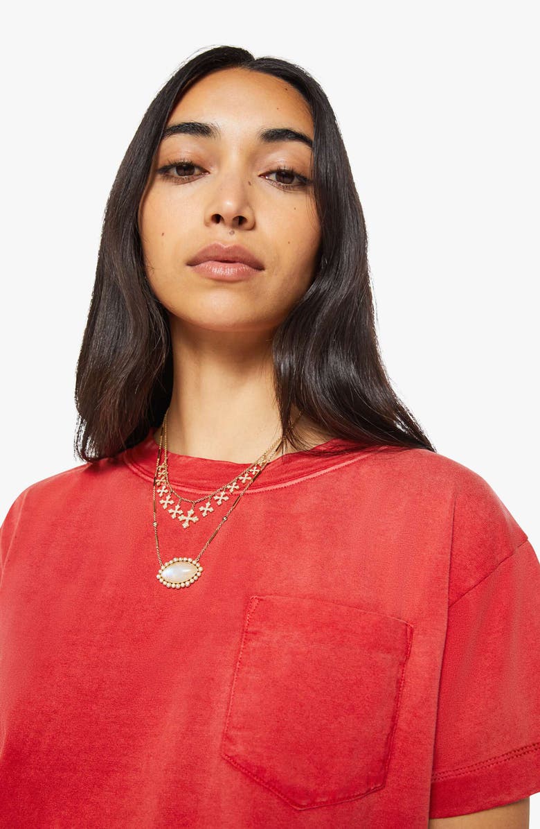 MOTHER Pocket Cotton T-Shirt, Alternate, color, Jer Tomato Red