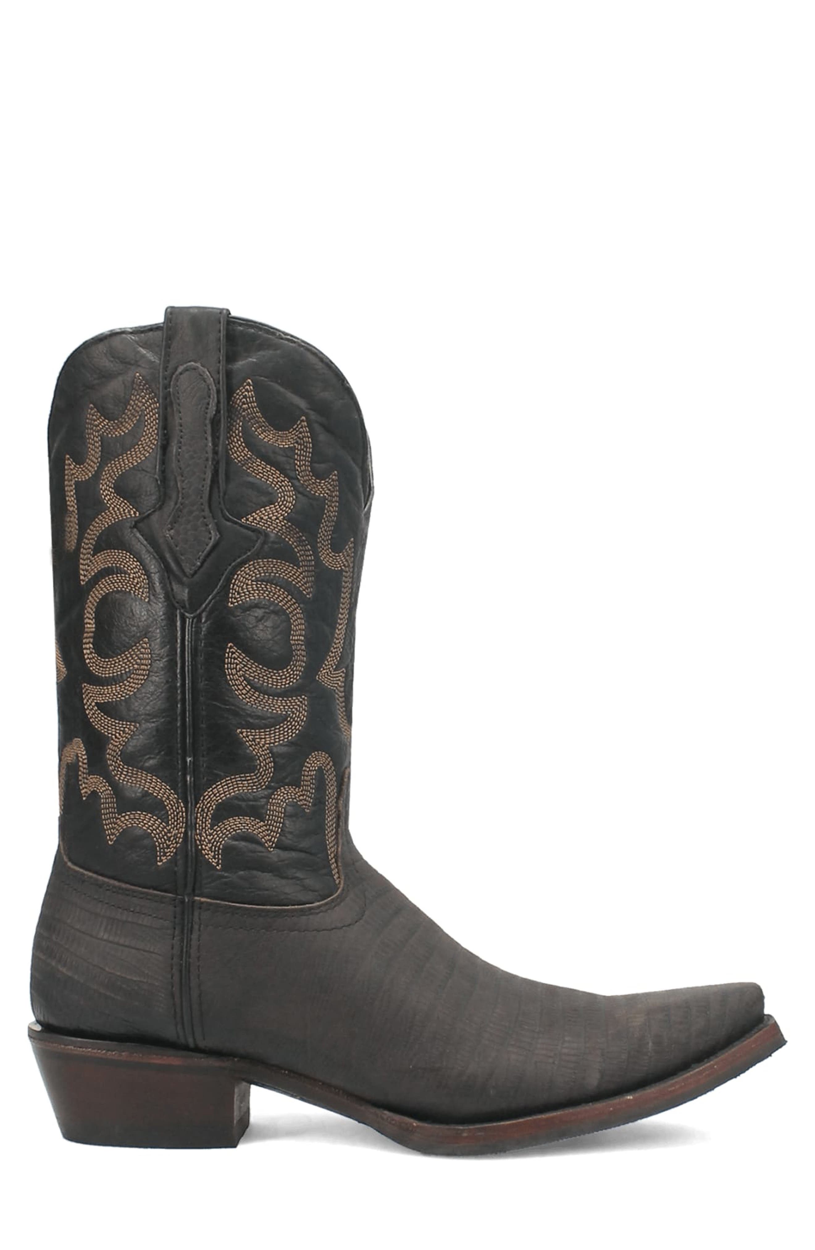 Dingo The Duke Lizard Embossed Cowboy Boot, Alternate, color, Black