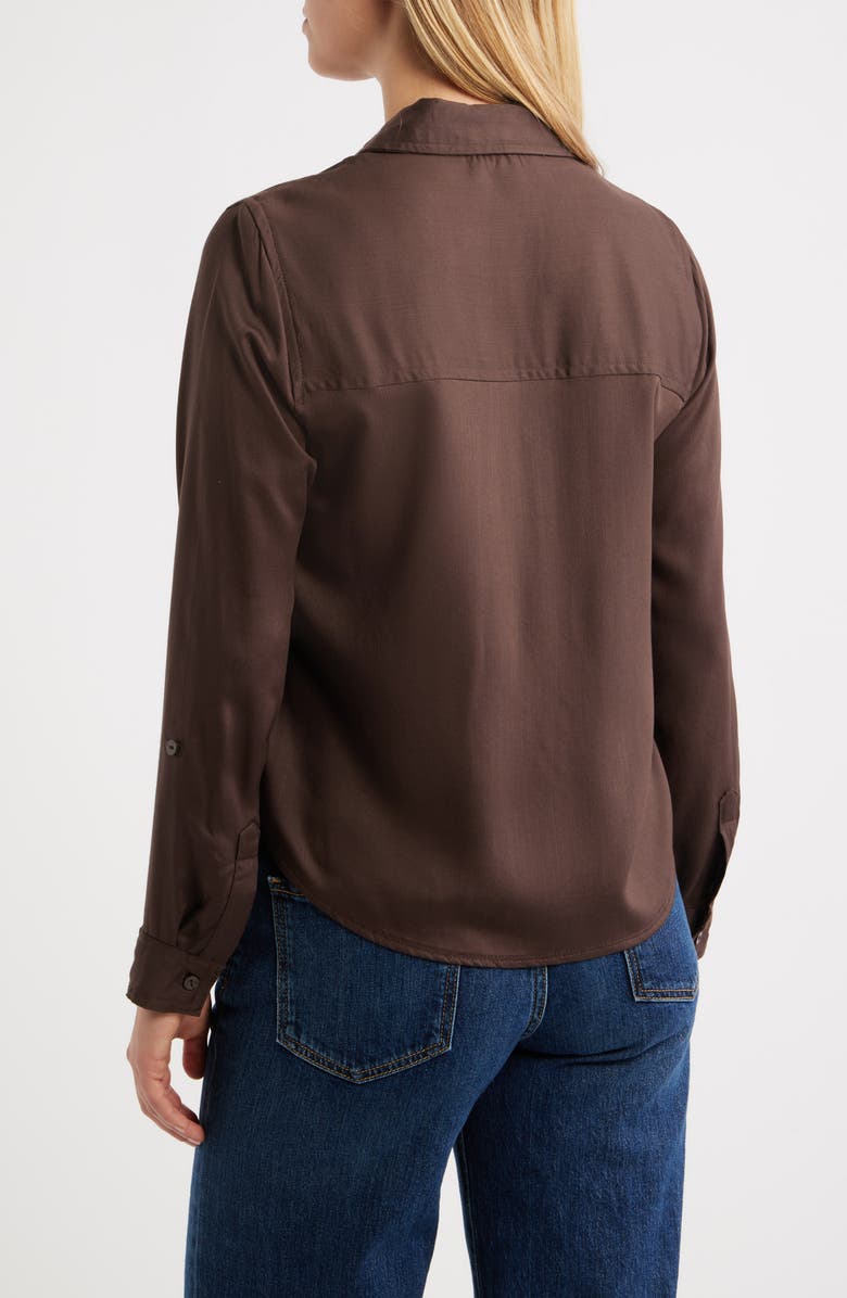 beachlunchlounge Felicity Button-Up Shirt, Alternate, color, Hot Fudge