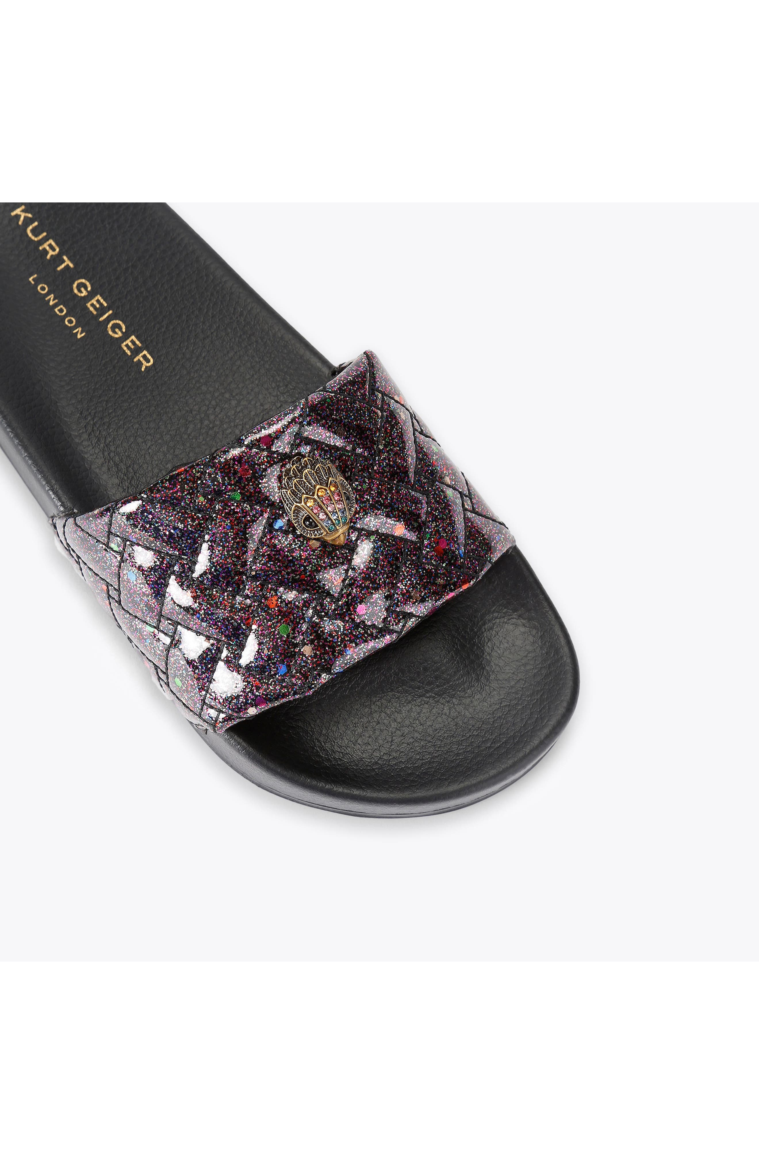 Meena Eagle Faux Leather Slide Sandal, Alternate, color, CHARCOAL