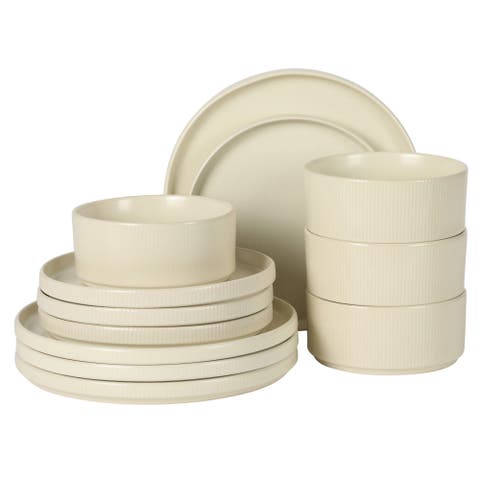 Avant-Garde 12-Piece Reactive Glaze Stoneware Dinnerware Set