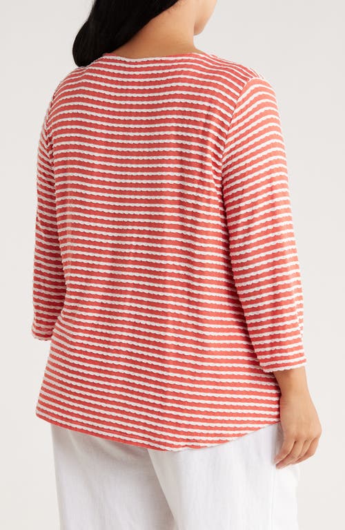 Ruby Rd. Ruby Rd Textured Stripe Top In Red
