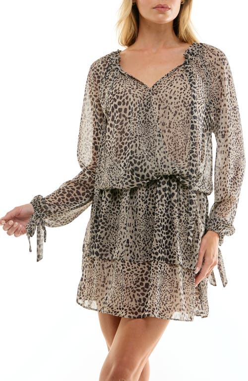 Socialite Metallic Animal Print Long Sleeve Minidress In Multi