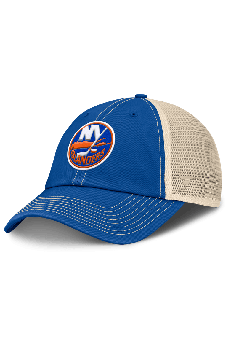 Men's Fanatics Royal/Natural New York Islanders Rival Trucker Adjustable Hat, Main, color, Royal