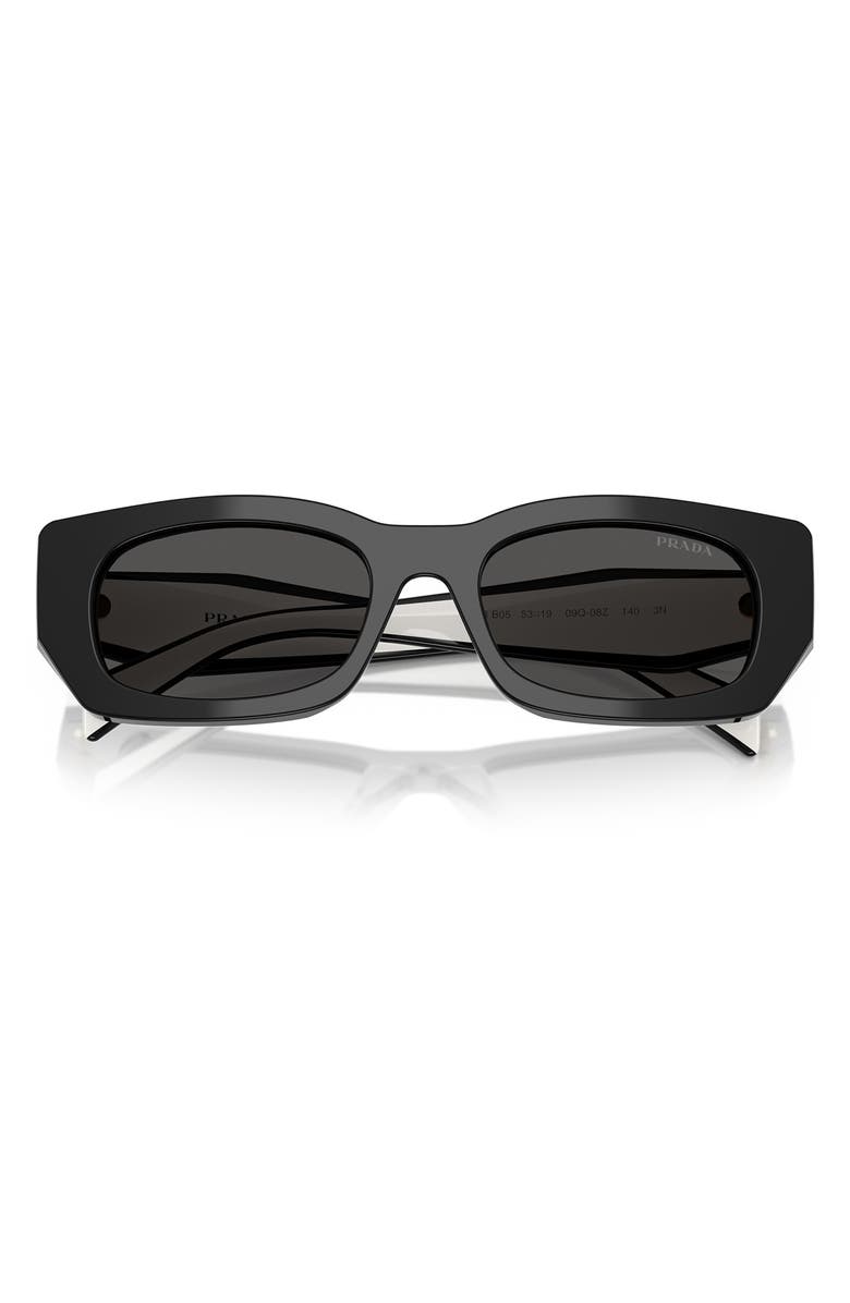 Prada 53mm Pillow Square Polarized Sunglasses, Alternate, color, Black