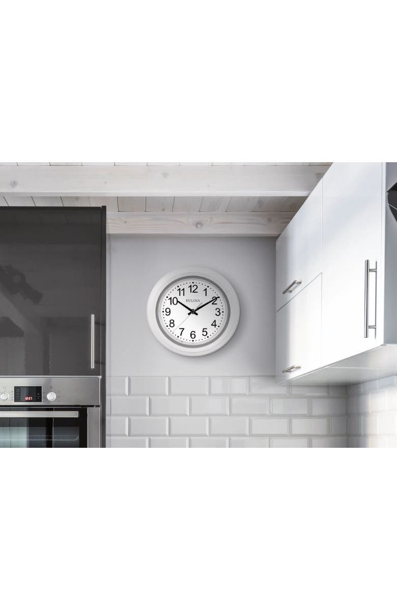 Bulova Clocks Night Vision 10" Diameter Quartz Clock, Alternate, color, White