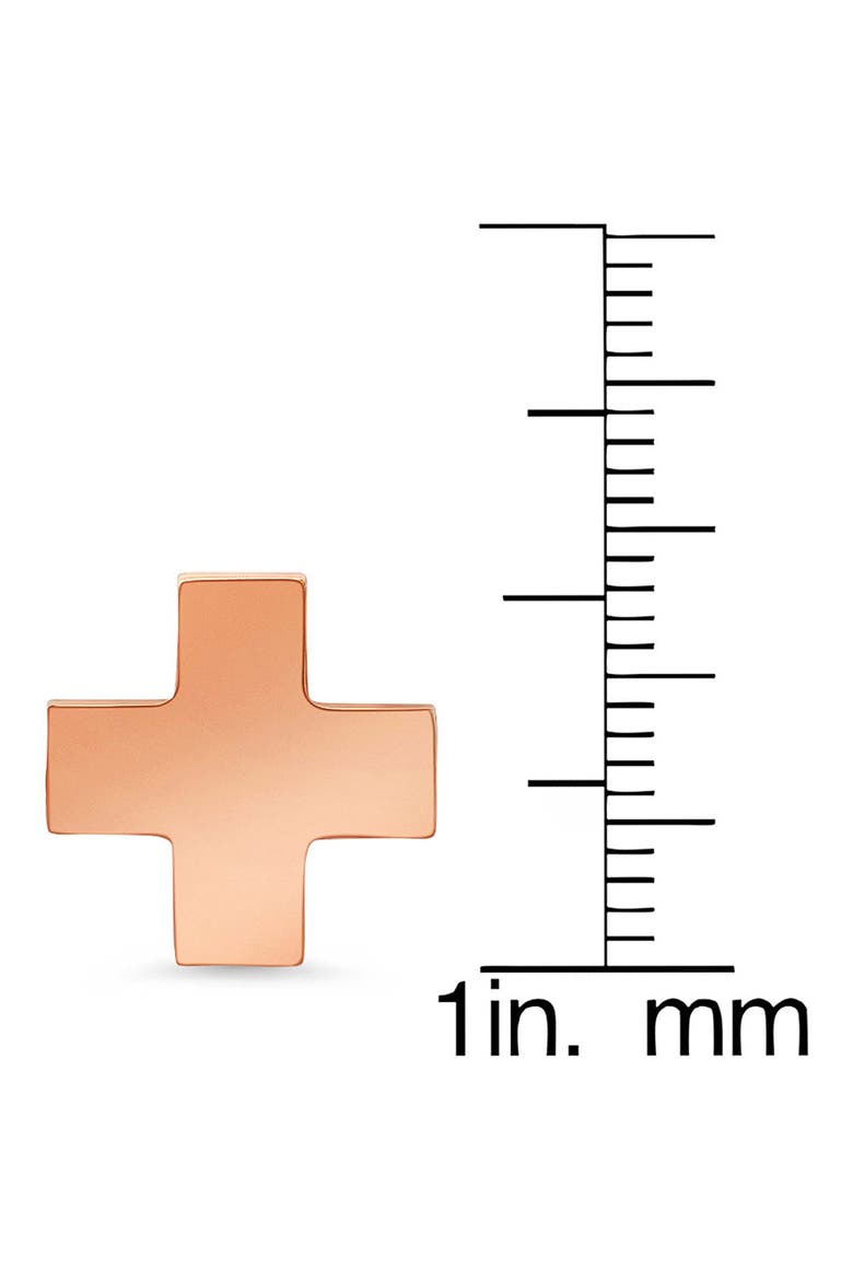 18k Rose Gold Plated Cross Stud Earrings, Alternate, color, ROSE GOLD