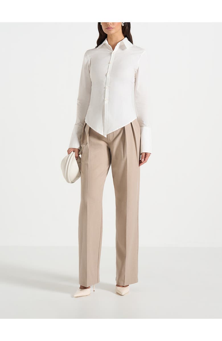 Manière De Voir Sonia Tailored Cotton Cinch Shirt, Alternate, color, Off White