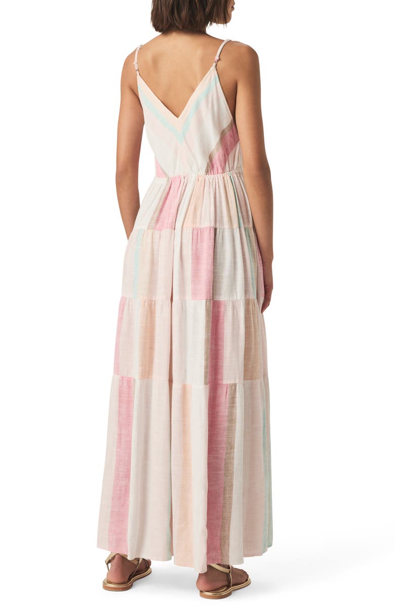 Splendid Audriana Stripe Tiered Maxi Dress, Alternate, color, Carnation Multi Stripe