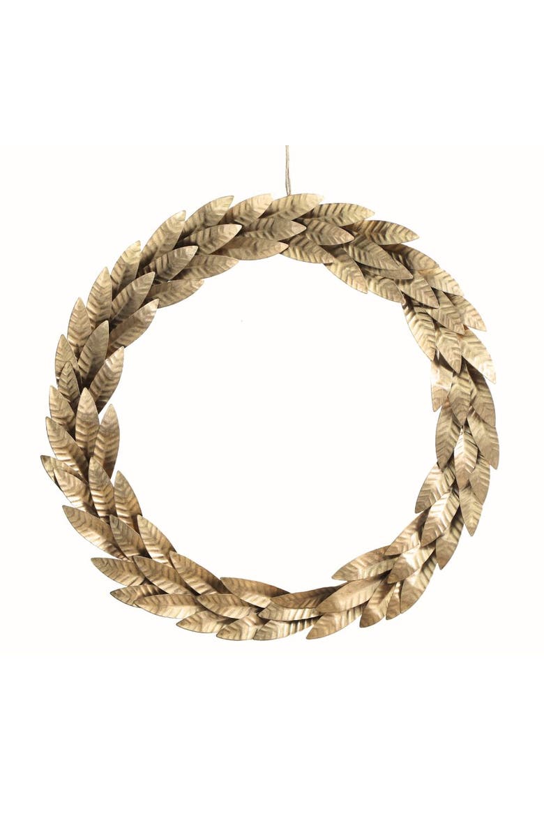 CG Hunter 16" Mixed Metal Wreath with Leaves, Main, color, Gold