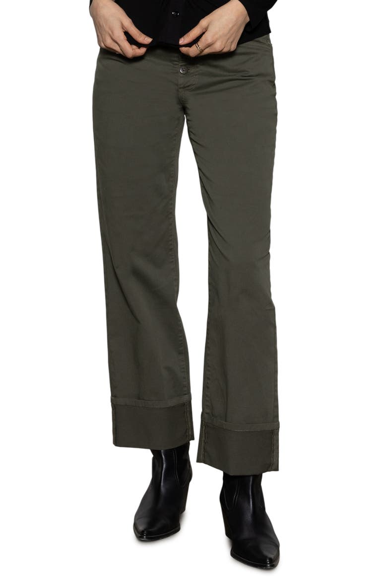 Luna High Waist Stretch Cotton Pants, Main, color, KALAMATA