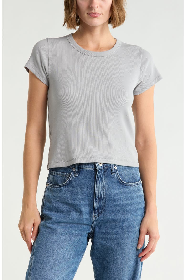 Essie Crewneck Ribbed Crop T-Shirt, Main, color, GREY