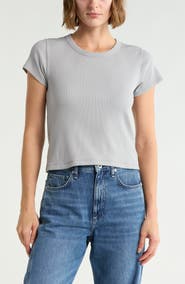 rag & bone Essie Crewneck Ribbed Crop T-Shirt
