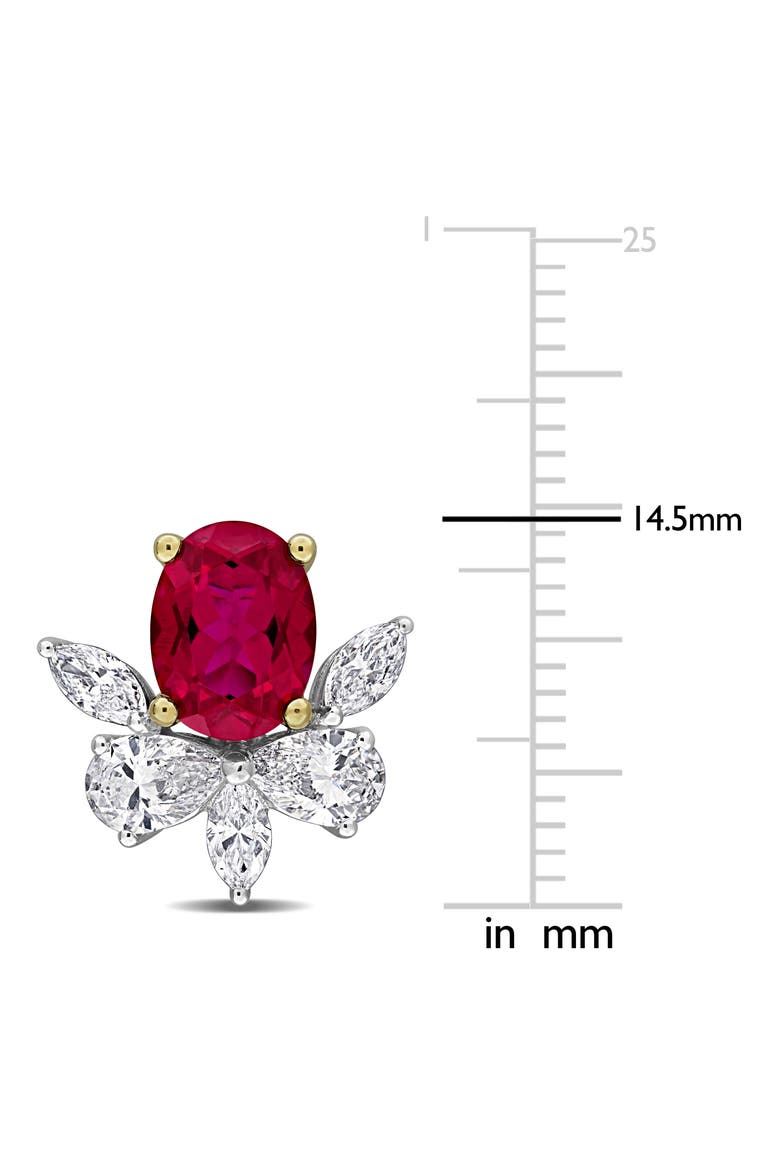 Lab-Created Ruby & Diamond Earrings 18k, Alternate, color, Ruby