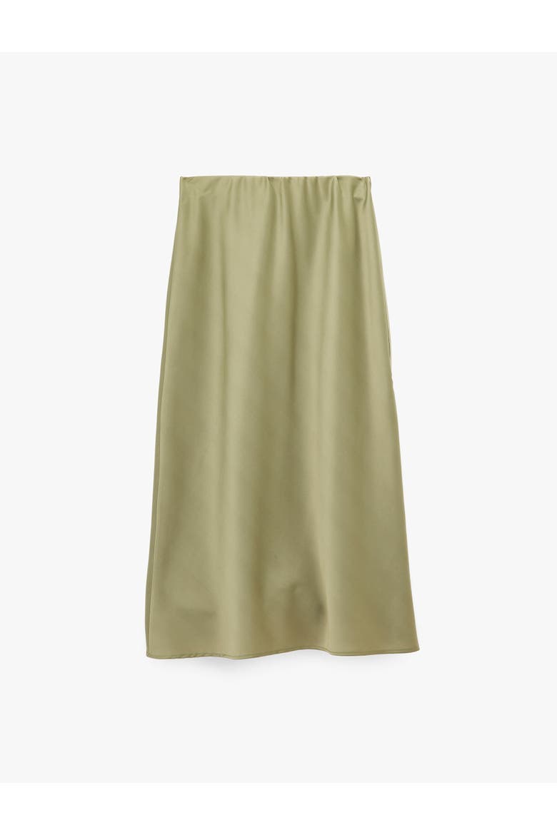 Elastic Waist Satin Midi Skirt, Alternate, color, SAGE